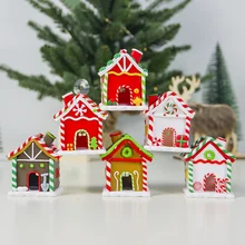 Рождественские поделки Цвет роспись для рабочего стола статуэтки, миниатюры из полимерной глины украшения Рождественский подарок миниатюрный дом