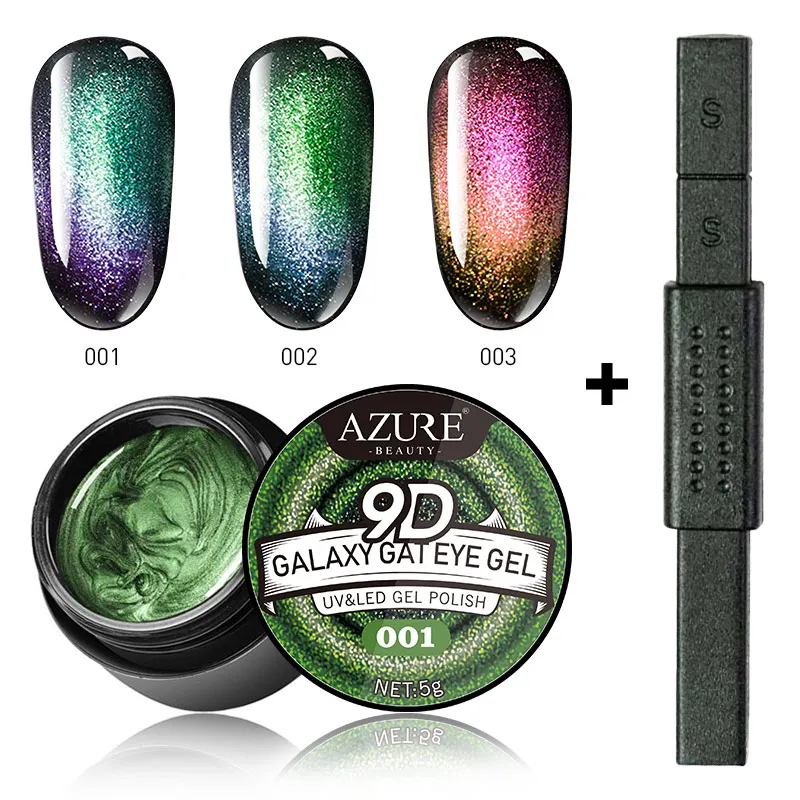 Azure BEAUTY, 4 шт./лот, Galaxy Cat Eyes, светодиодный Гель-лак для ногтей, хамелеон, 9D, Galaxy, УФ-Гель-лак для ногтей, впитывающий гель, стойкий клей - Цвет: 1