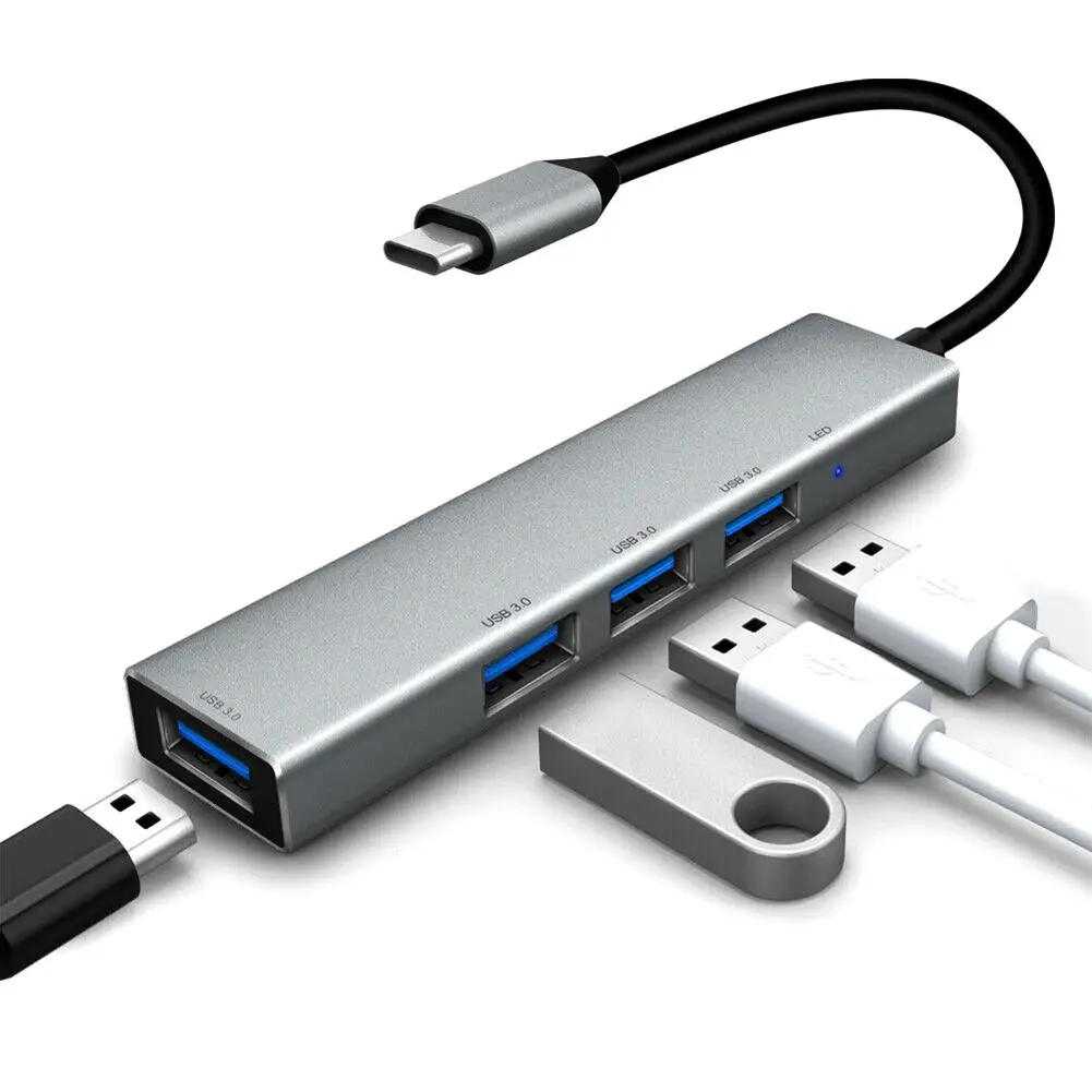 휴대용 USB C 허브 4 포트 3.1 유형 C USB 3.0 변환기 허브 케이블 어댑터 Mac book Pro iMac PC ...