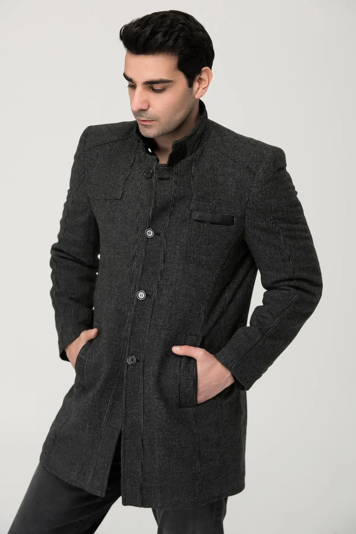 Dewberry мужские узорчатые антрациты Overcoat-1020001P8200
