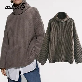 

2019 winter sweaters women pull femme england simple vintage oversize turtleneck loose forking za sweaters women pullovers tops