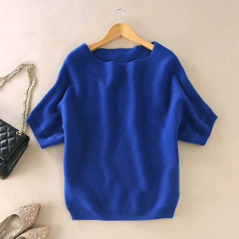 Женские повседневные пуловеры однотонные джемперы с коротким рукавом свободные