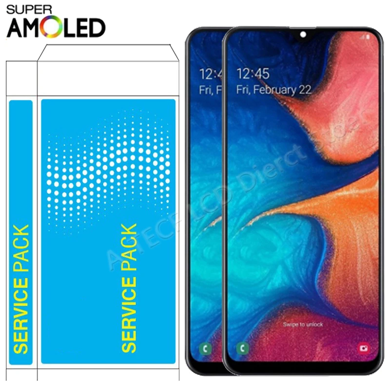 Сенсорный ЖК дисплей 6 4 дюйма Super AMOLED A205 для Samsung A20 с рамкой в сборе Galaxy ремонта