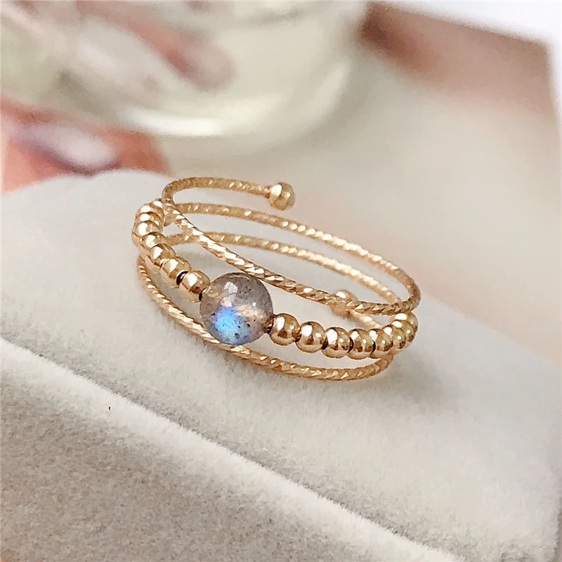 Natural Moonstone Rings 14K Gold Filled Knuckle Rings Gold Jewelry Mujer Bague Femme Handmade Minimalism Jewelry Boho Women Ring ring earrings organizer jewelry display tray high quality metal velvet mall jewelry show tray earrings showcase rings case