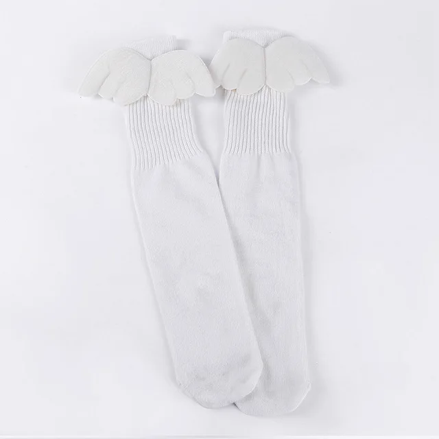 Children's cotton socks Fashion Kids Girls angel wings School socks 3-5-8-12 years old baby long tube socks