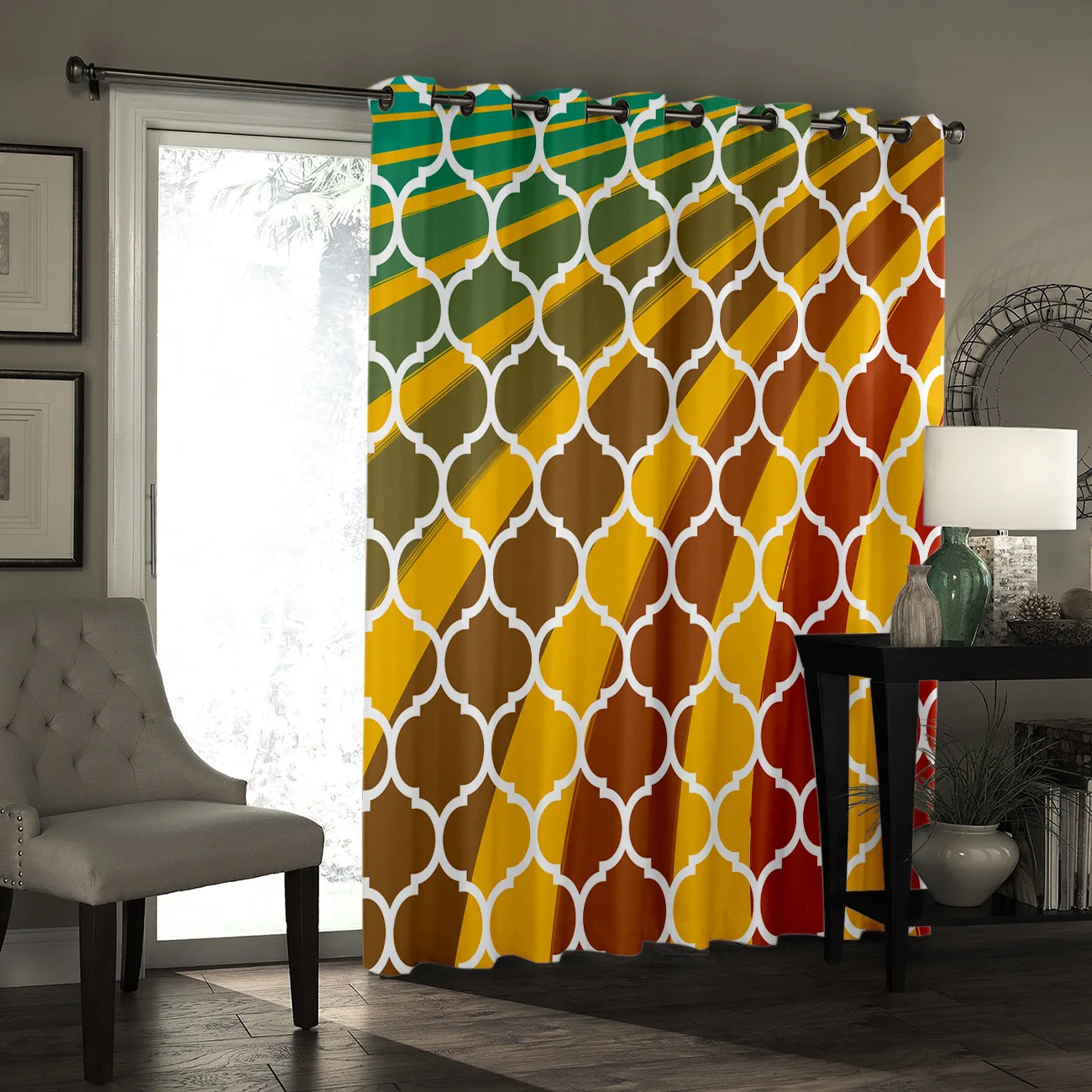 Moroccan Floral Gradients Abstract Color Window Treatments Curtains Valance Room Curtains Large Window Window Curtains Dark