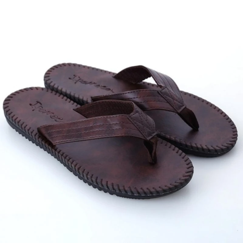 Men Flip Flops Summer British Wind Sandals Non-slip Thick Bottom Flat Heel Beach Shoes Casual Fashion Sideline Slippers