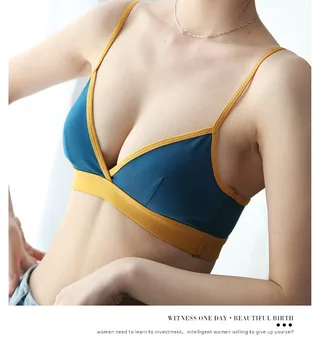 

Fashion Beauty Back Stitching Color Cotton Bra Triangle Cup Gentle Bra