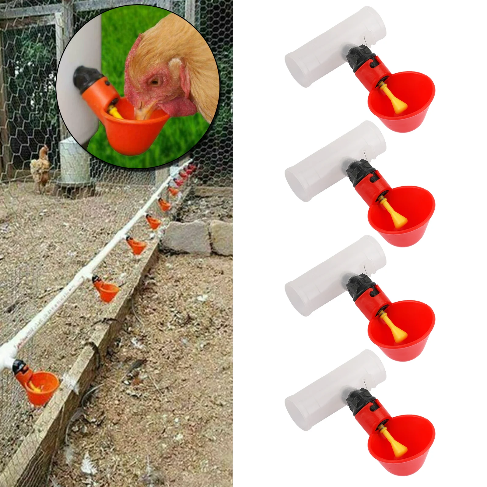 Areyourshop-bebedero automático de alimentación de aves de corral, 4 Uds tazas para beber agua, pollo