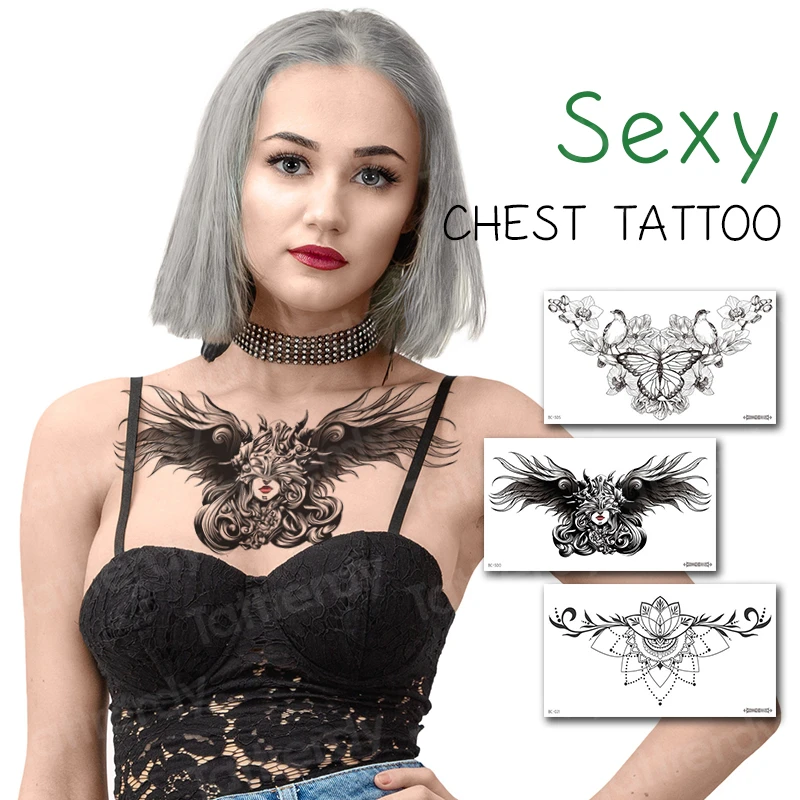 Под татуировка на грудь underboob tatouage temporaire femme Сексуальная стикер женский крыло