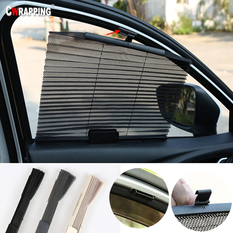 

Car Truck Auto Retractable Side Window Curtain Sun Shield Blind Sunshade Cover Breathable Automobile Black Gray Beige