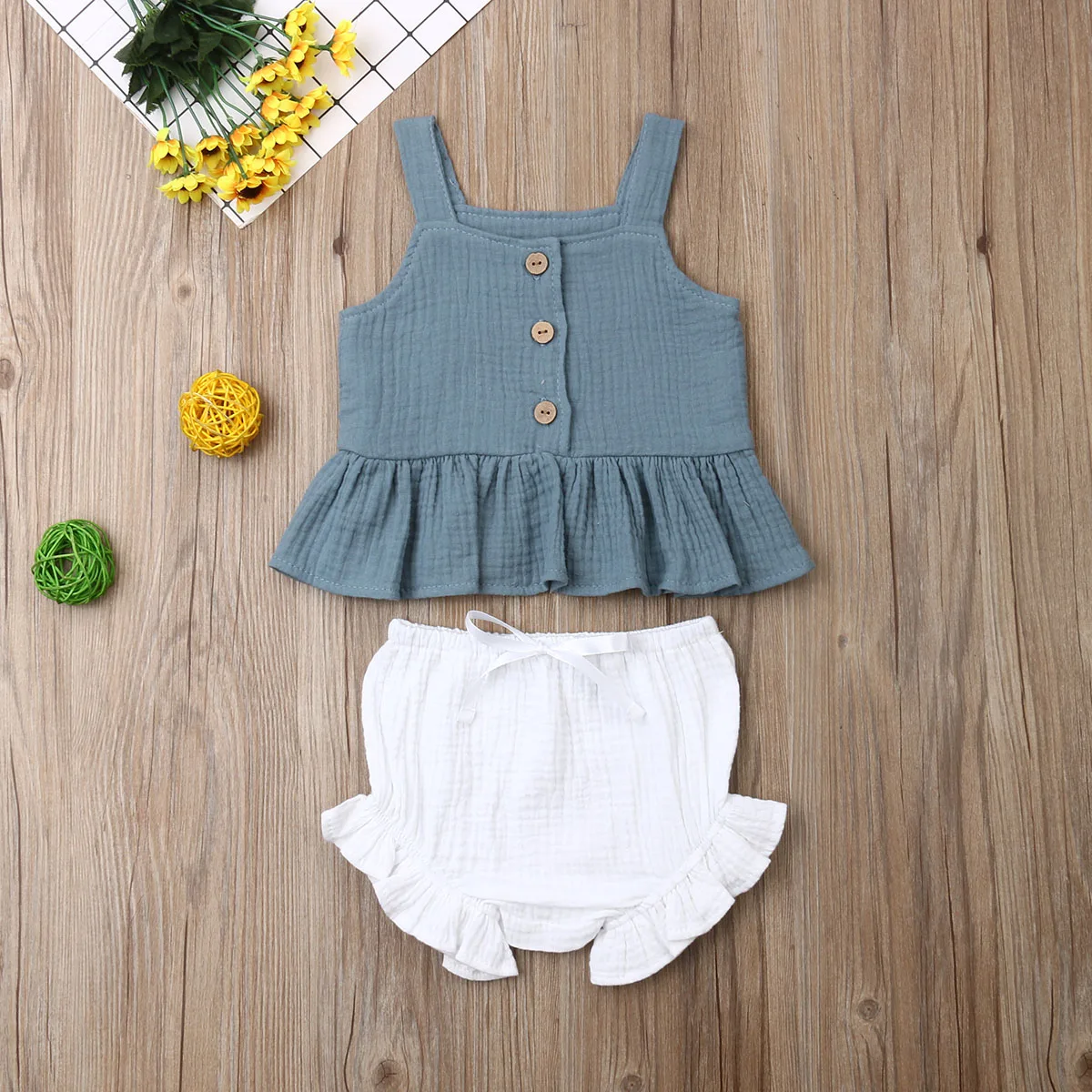 New 4Colors Summer Toddler Kids Baby Girls Cropped Tank Top Shorts Party Outfit 1-6 Years