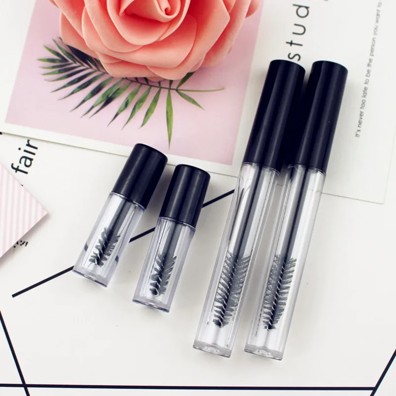 8pcs/Pack 0.8ml/3ml Empty Mascara Tube Eyelash Cream Vial/Liquid Bottle Sample Cosmetic Container with Leakproof Inner Black Cap