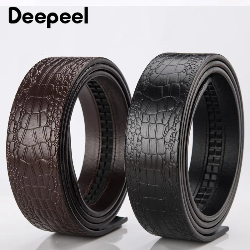 Deepeel, 1 шт., 3,5 см* 105-125 см, тисненый крокодиловый узор, первый слой, Воловья кожа, ремень для мужчин, автоматическая пряжка, без пряжки, ремень на голову