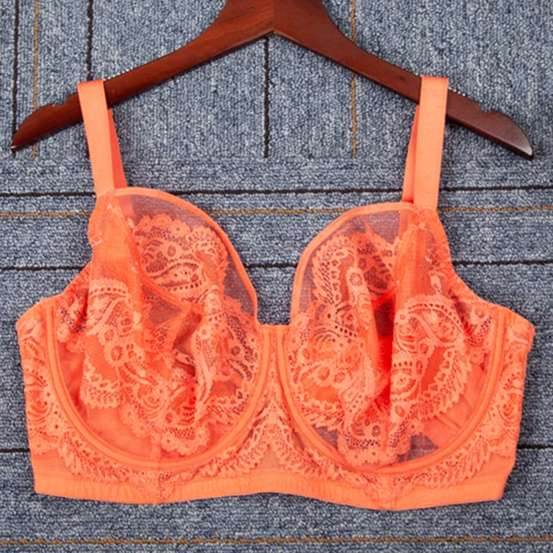 Women's Minimizer Bra Lace Embroidery Full Coverage Underwire