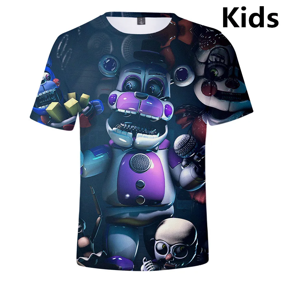 Для детей от 3 до 14 лет Детская футболка с рисунком из аниме Five Nights at персонажей