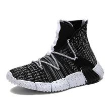 Кроссовки Для мужчин высокие хлопковые носки для детей; обувь с открытым носком; Повседневная обувь Человек Обувь с дышащей сеткой модных сапог Для мужчин Fly кроссовки Для мужчин обувь