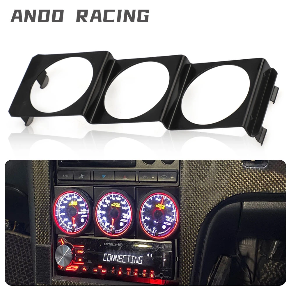 52mm Hole Single DIN Radio Slot Face Pod Triple Gauge Meter Panel Iron