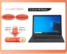 Pc portable Fast Netbook 12.5 pouces, ordinateur léger et Ultra fin, 4 go + 64 go, processeur Intel N3350 64 bits Quad Core, Windows 10
