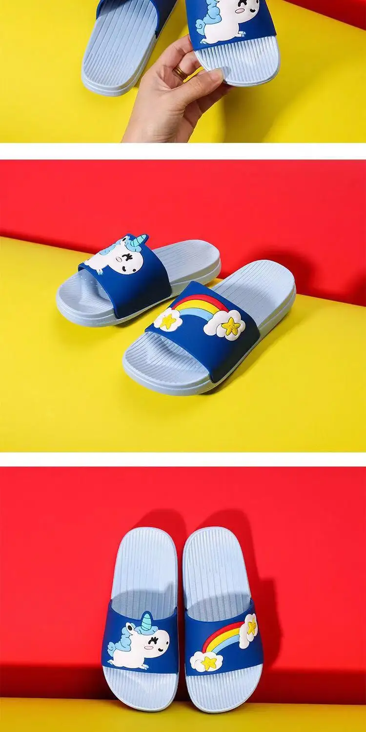 Baby Girls Cartoon Unicorn Toddler Beach Swimming Slippers Kids Boy Rainbow Shoes Children Summer Flip Flops Indoor Cute Sandals