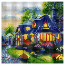 Алмазная мозаика Домик в лесу Рыжий Кот 20х20см