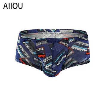 

AIIOU Fashion Men Boxer Shorts Underwear Men Blue Print Boxers Shorts Pants Comfortable Underpants Soft Breathable Male Panties