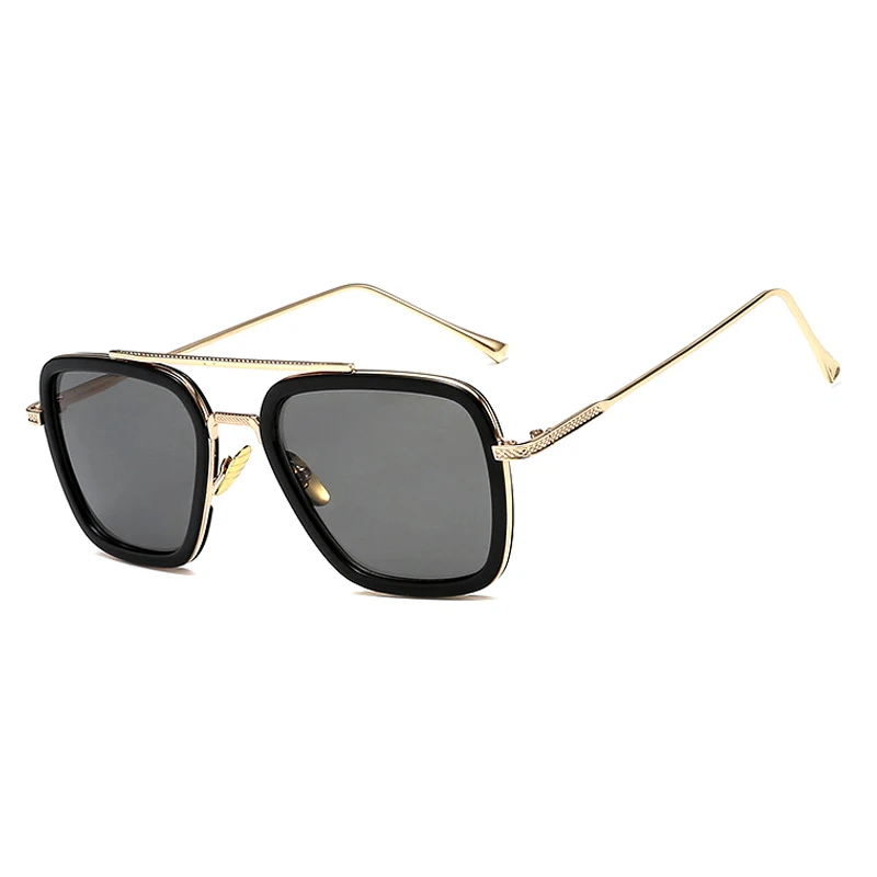 

KEEPIONEER Men Metal Square Sunglasses Tony Stark Iron Man Goggles Steampunk Sun Glasses Retro Vintage Eyewear Avengers UV400