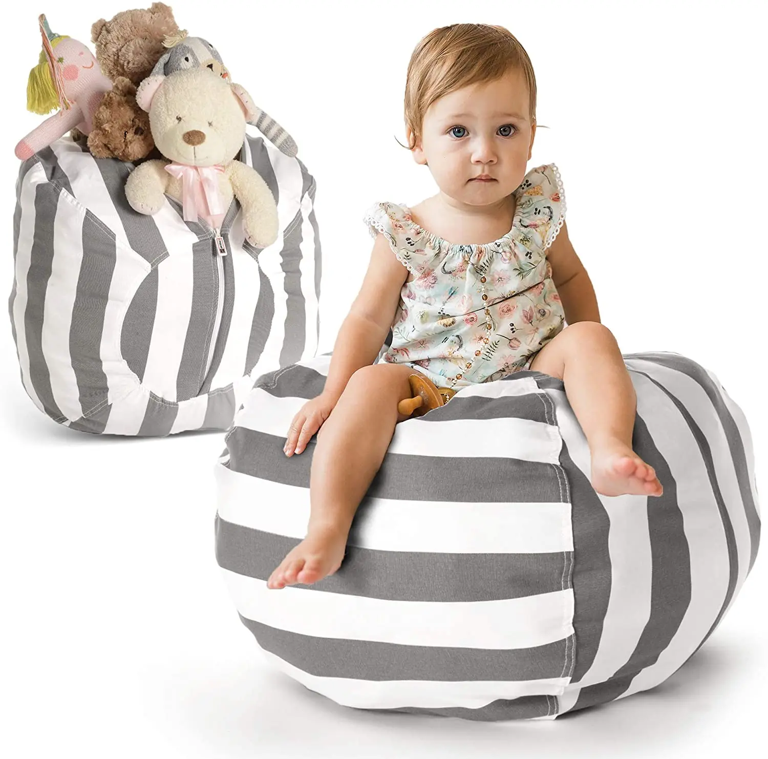 Stuffed Animal Storage Bean Bag Chair Cover for Kids Stuffable Zipper Beanbag Organizing Children Plush Toys | Дом и сад