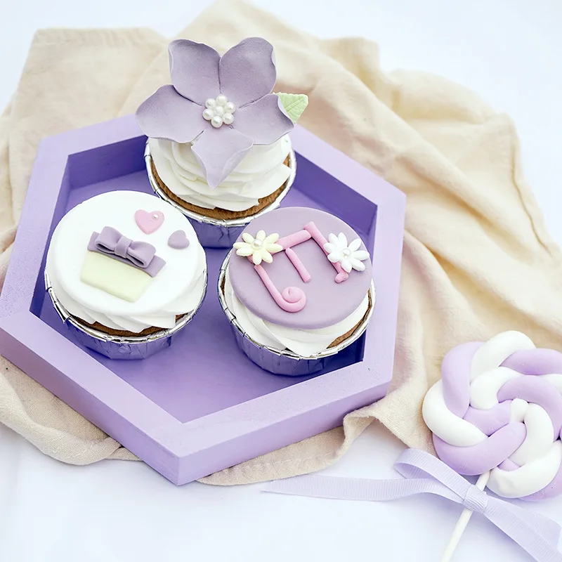 Marshmallow Cupcake Lollipop Display Tray for Kids Home Birthday Party Decor Hexagon Type Cake Holder Table Food Storage Rack