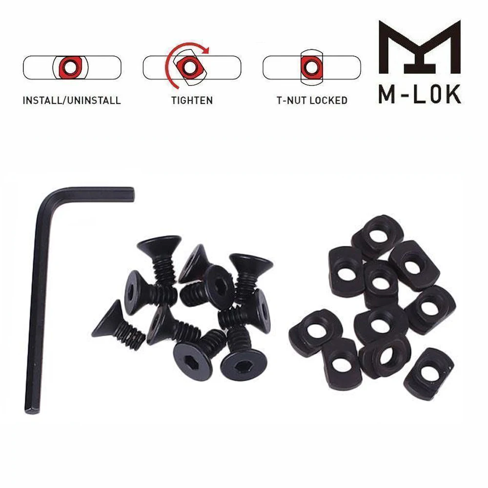 Airsoft AR 15 Accessories tactical 10pcs Universal M-Lok Handguard system Rail Screws and Nuts for hunting страйкбол снаряжение (8)