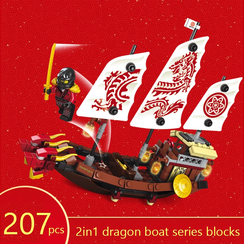 

207pcs phantom ninja dragon boat Building block Toys Compatible with Legoinglys Assembl DIY Educating Children Christmas Gifts