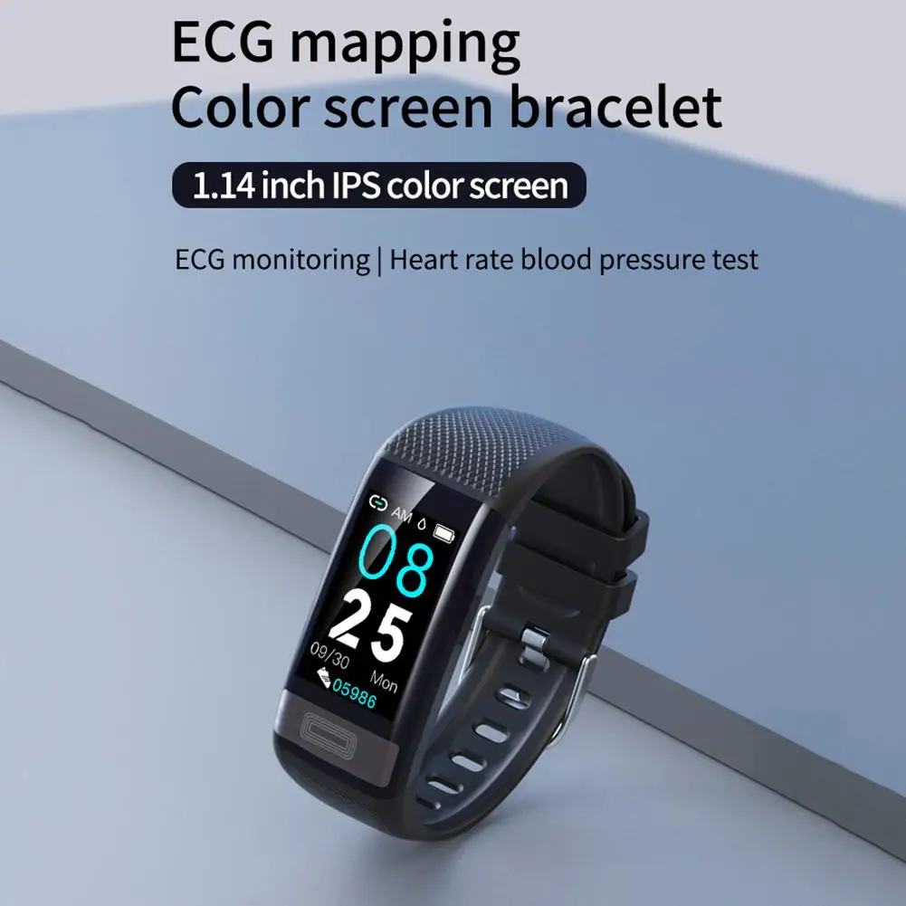 Умный Браслет Bluetooth Смарт-браслет ЭКГ+ PPG пульсометр кровяное давление кислород мониторинг сна водонепроницаемый SmartBracelet Id115