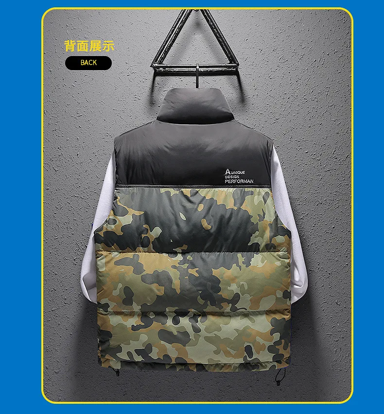 Childrenswear Camouflage Down Feather Cotton Vest Winter New Style Europe And America BOY'S Stand Collar Vest Big Boy Mixed Colo