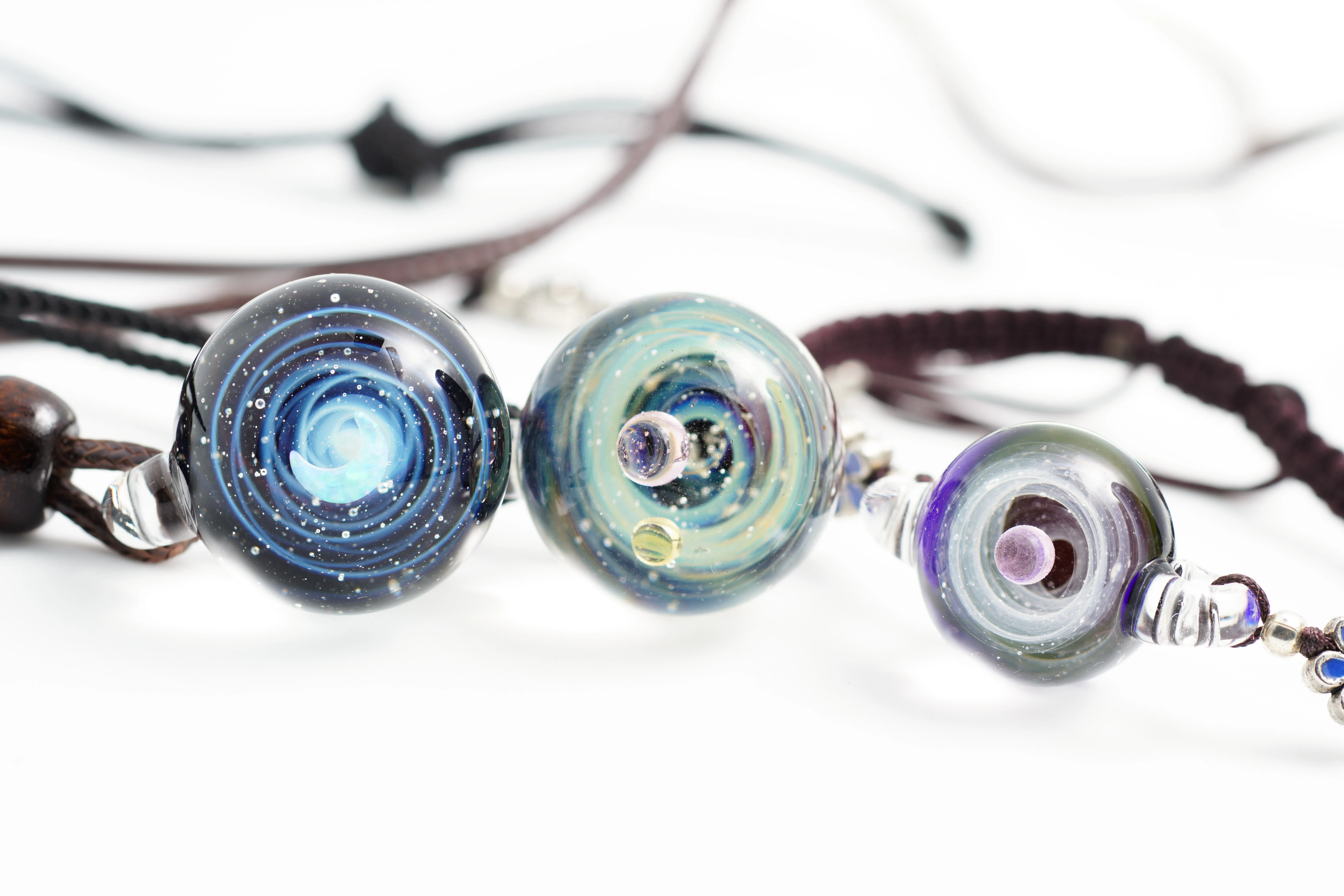 Ожерелье ручной работы с лунным опалом, женское, Галактическое стеклянное ожерелье «Вселенная», Adustable 72 см веревка, Tousmi-01
