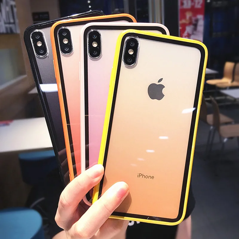 

Shockproof Bumper Transparent Silicone Frame Phone Case For iPhone X XS XR XS Max 8 7 6 6S Plus Clear protection Back Cover