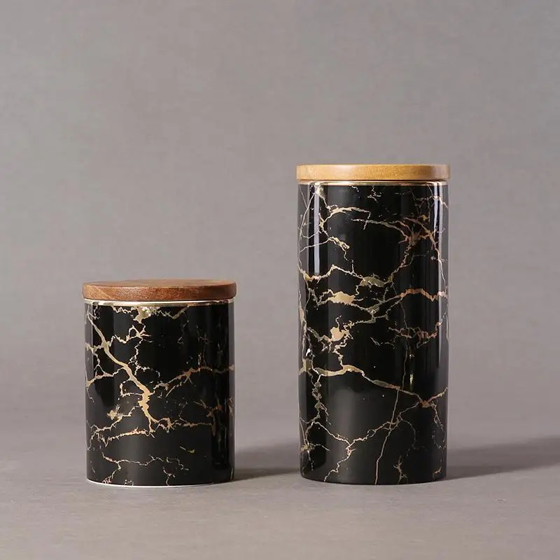 Black Crack Ceramic Storage Jars For Spices  Slimes Seal Canister Bottles Tea Leaf Coffee Candy Cane Jar Cans For Storage Bank
