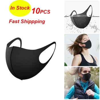 

In Stock 10PCS Black Mouth Mask Anti Dust Mask Activated Carbon Windproof Mouth-muffle Bacteria Proof Flu Washable Face Masks