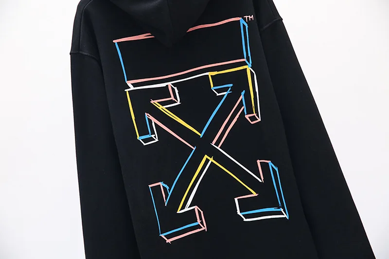 19SS OFF-WHITE OW color Line Arrow толстовка с капюшоном Мужская большого размера оптом