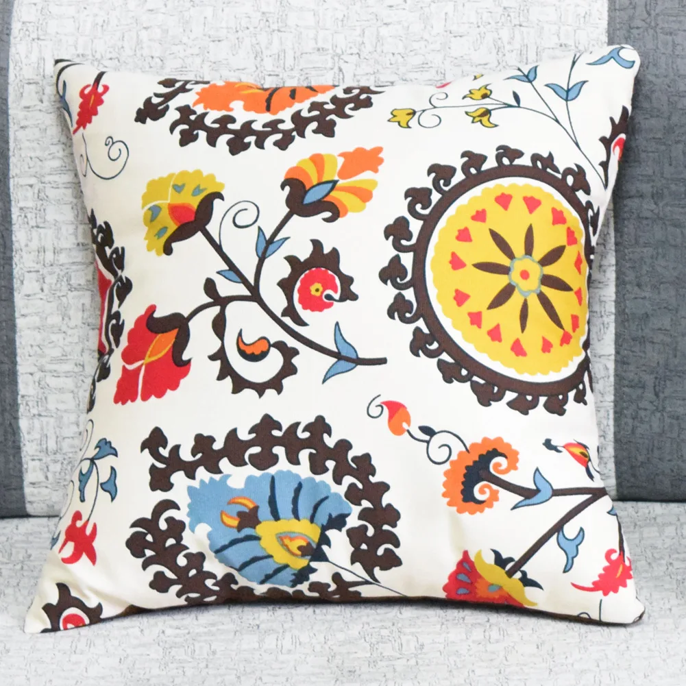 vintage square sunflower cotton throw pillow case mediterranean style cushion cover home decor office pillow cover decorations