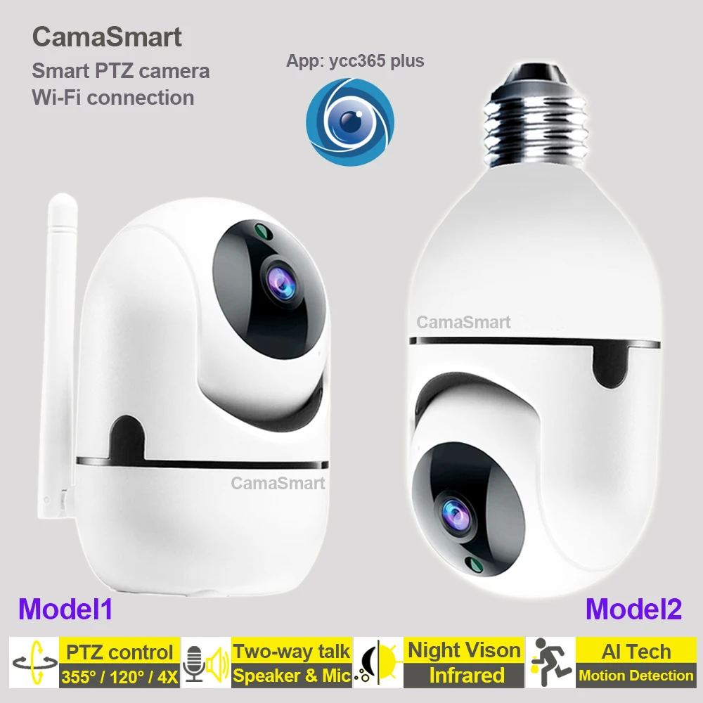 1080P Wi-Fi Крытый Камера E27 Лампа безопасности интеллигентая (ый) Мини ip-камера