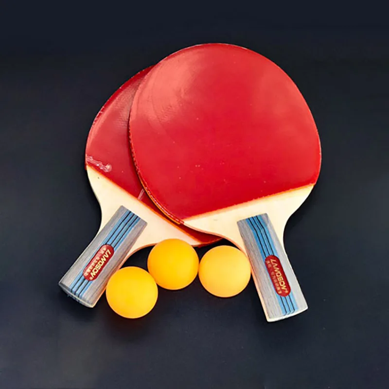 

Landson 2pcs/Lot Table Tennis Bat Racket Double Face Pimples In Long/ Short Handle Ping Pong Paddle Racket Set with Bag +3 Balls