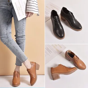 

PZMYCS Womens Pumps British Style Oxford Shoes Women Spring Thick Platform Heel Casual Shoes Lace Up Womens Shoes Retro Brogues