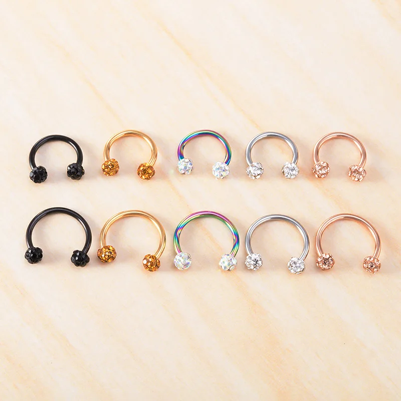 Piercing Jewelry Nose Rings Body Piercing Jewelry Body Jewelry Ear Piercing Jewelry Body Piercing Earrings 1PC Bling Ferido Nose Septum Rings Horseshoe Piercing 16G Cartilage Helix Tragus Earrings Hoop Lip Piercing Retainer 8mm