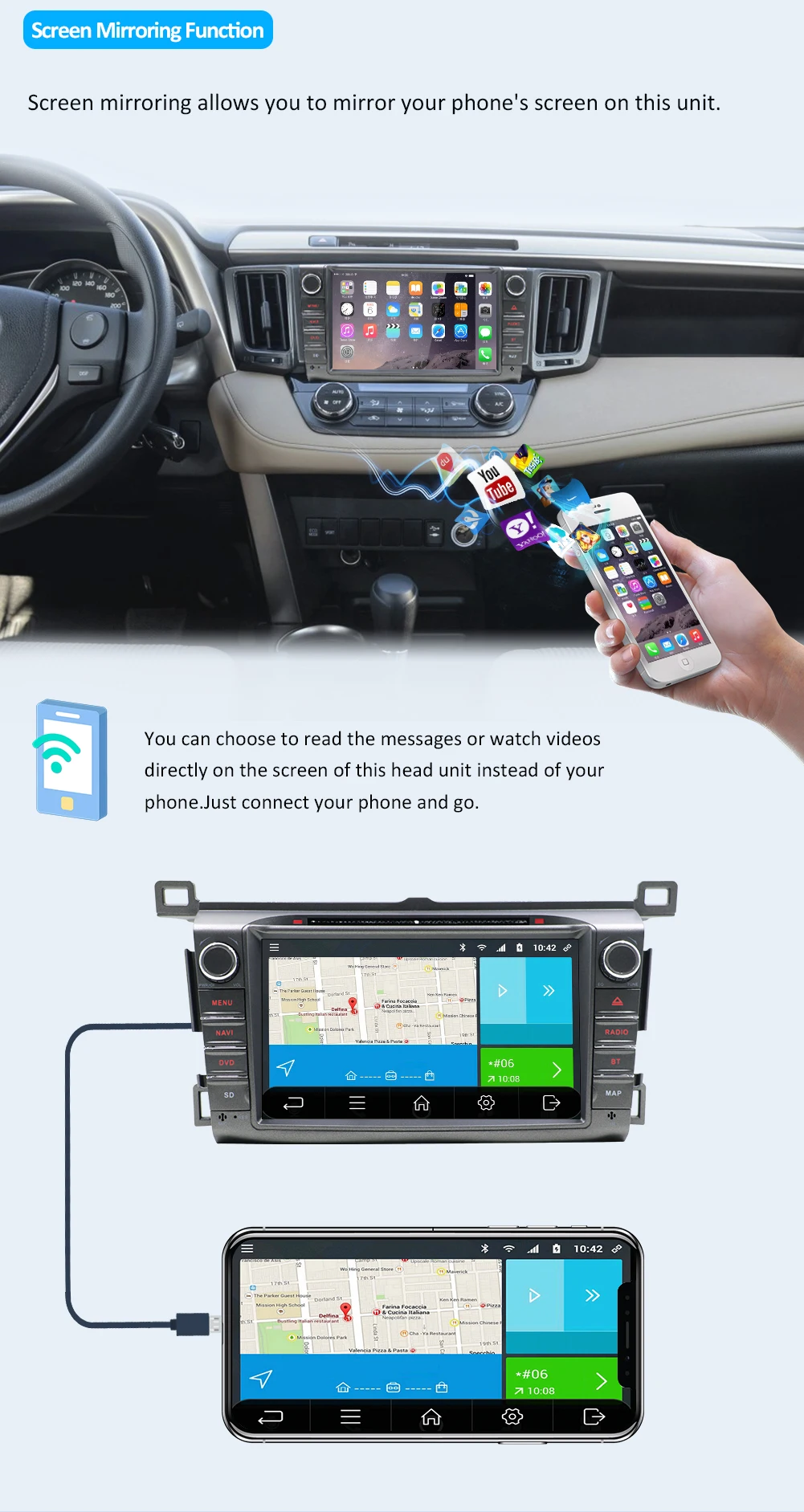 Top 2 din android 9.0 for Toyota Rav4 fit to 2013-2015 year 8 core car dvd radio player audio stereo free gps rear camera map 8inch 9