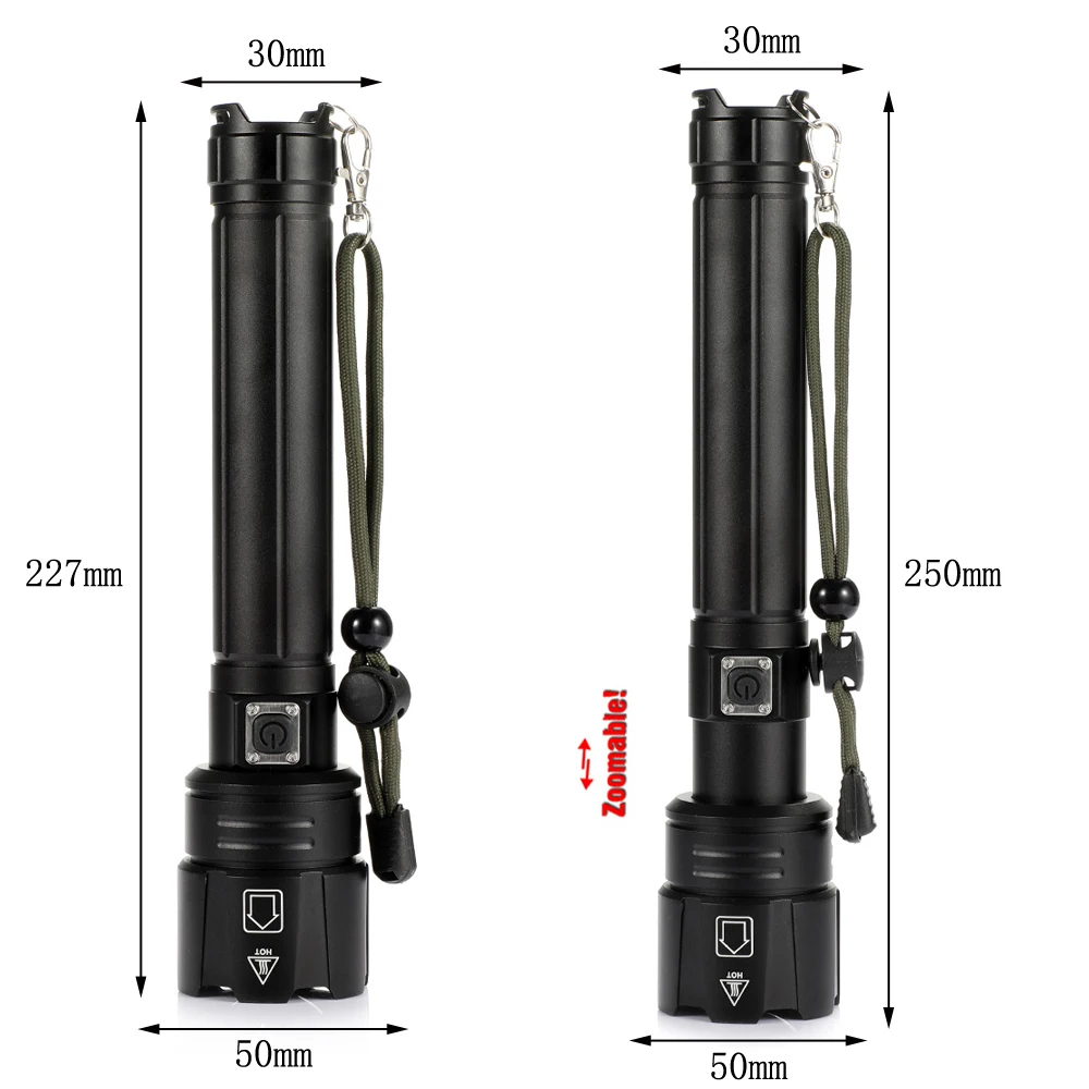 XHP90.2 светодиодный светильник-вспышка супер яркий 7500 люмен 3 режима Тактический светильник-вспышка перезаряжаемый масштабируемый водонепроницаемый светильник