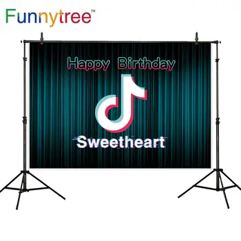 

Funnytree Birthday Background Sweetheart Music Note Backdrop Photozone Tok Tik Beating Audio Party Carnival Photocall Decor