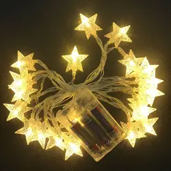 6M40LED звездный свет гирлянда вспышка Новогодняя гирлянда звезда пятиугольник декоративная Свадебная неоновая Радуга батарея свет