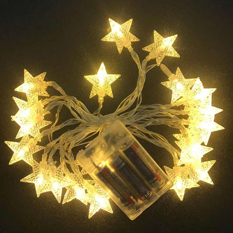 

6M40LED Starlight String Flash String Christmas Light String Star Pentagon Decorative Wedding Neon Rainbow Battery Light