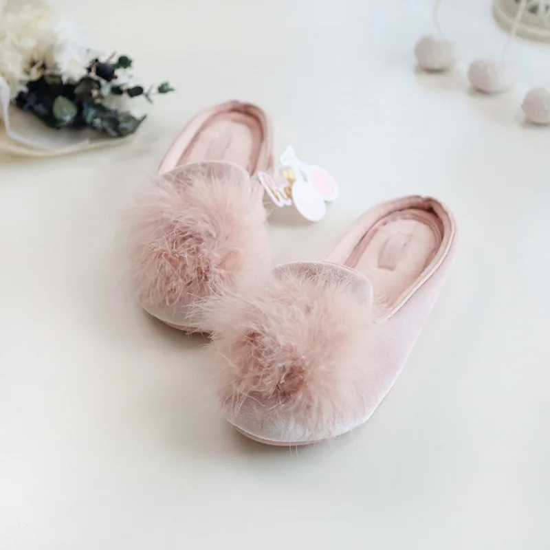 

Halluci New Products Spring And Summer Furry Viscose Mirco Velvet Cotton Slippers Anti-slip Indoor Rubber Bottom Home Slipper