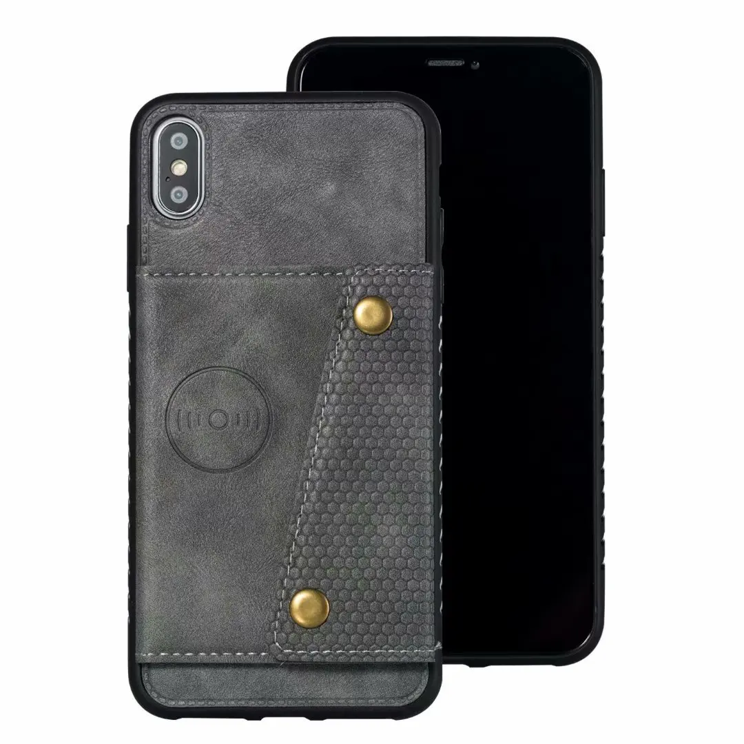 В виде кошелька, с карманом для карточек, чехол для Iphone 11 Pro XS Max X XR 8 7 6 6s Plus, роскошный кожаный чехол с карманами, подставка из ТПУ, силиконовый чехол - Цвет: Серый